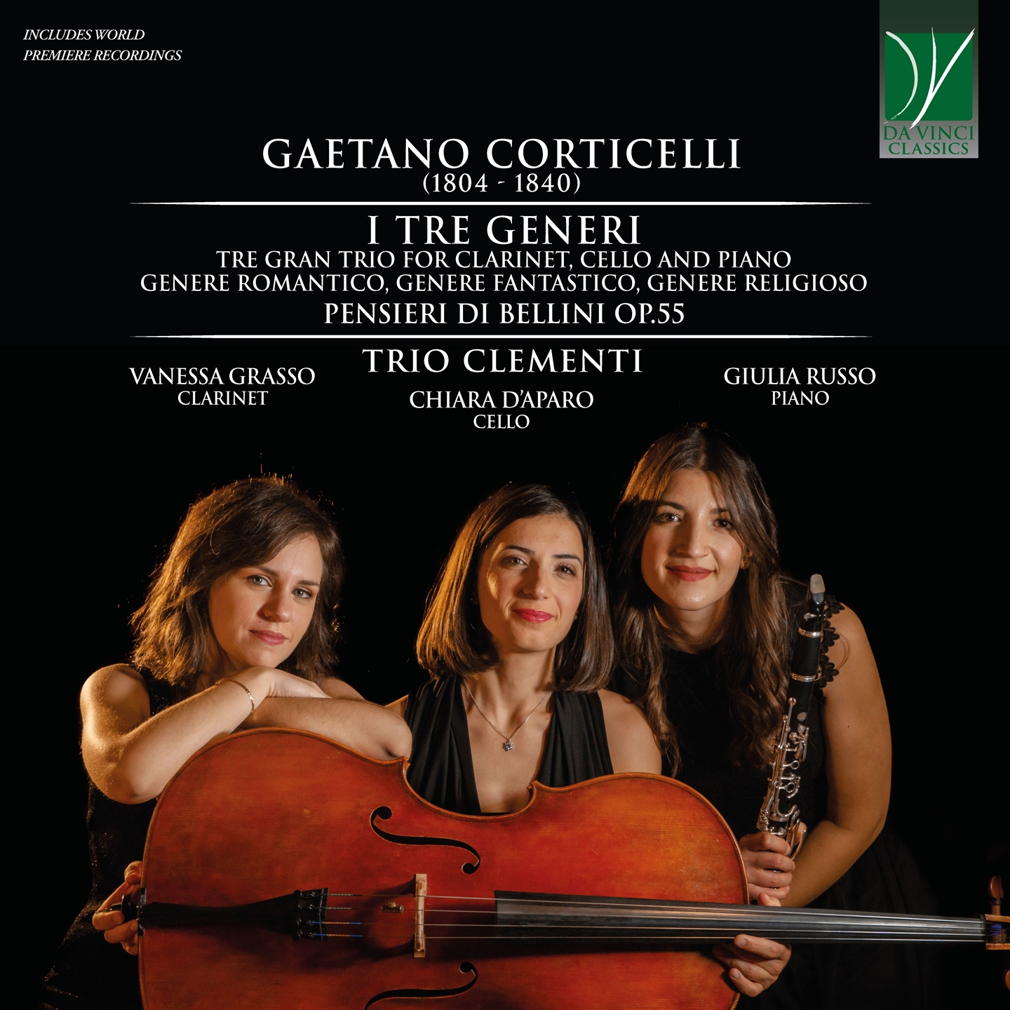 CORTICELLI: I TRE GENERI, TRE GRAN TRIO FOR CLARINET, CELLO AND PIANO, PENSIERI