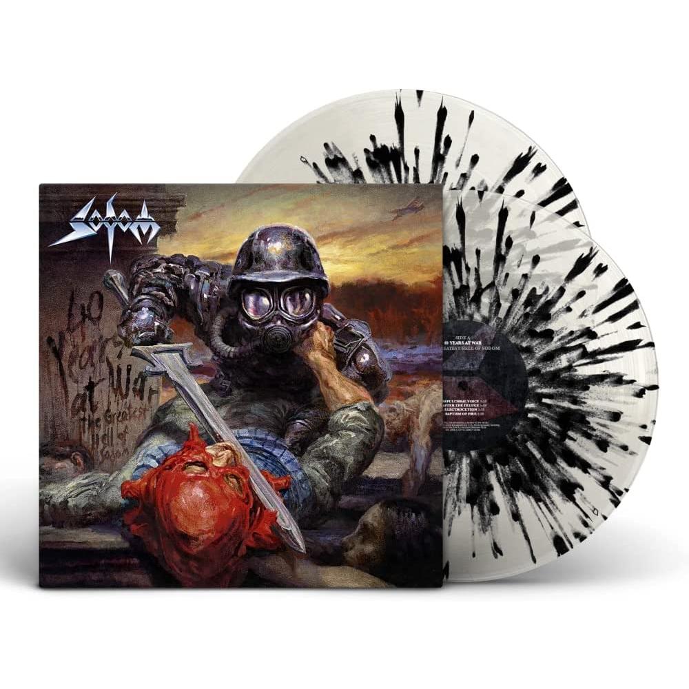 40 YEARS AT WAR - THE GREATEST HELL OF SODOM - CLEAR WITH BLACK SPLATTER VINYL