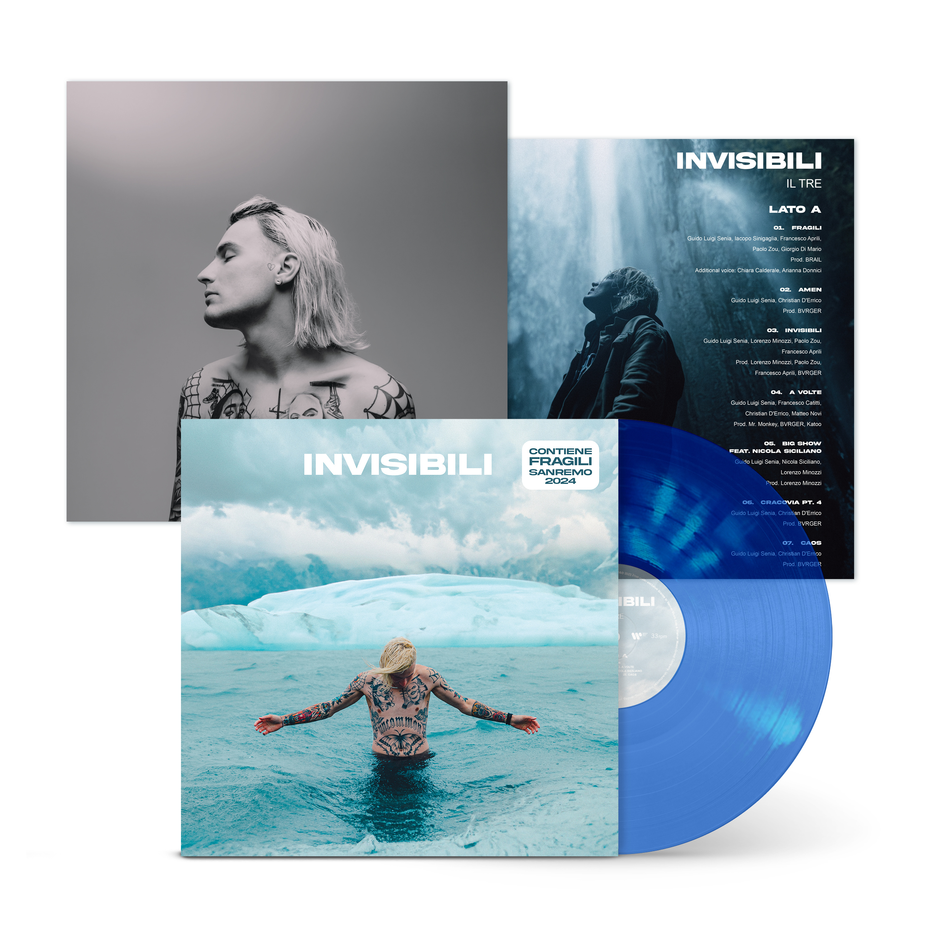 INVISIBILI - SANREMO 2024 VINILE BLU TRASPARENTE