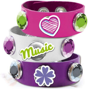 DISNEY: VIOLETTA - V-BRACELET CLICK AND CHARM - BRACCIALETTO SLAP BIANCO / ROSA