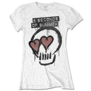 5 SECONDS OF SUMMER: HEART SKULL WHITE (T-SHIRT DONNA TG. S)