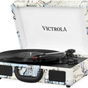 GIRADISCHI VICTROLA (RETRO MAP) A VALIGIA VINTAGE BLUETOOTH A 3 VELOCITA